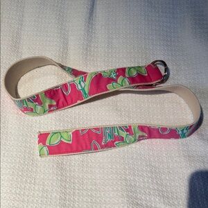 Lilly Pulitzer Pink & Green Floral Fabric Belt with D-Ring